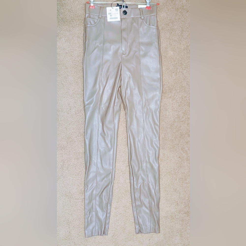 Zara Taupe/Brown Leather Leggings